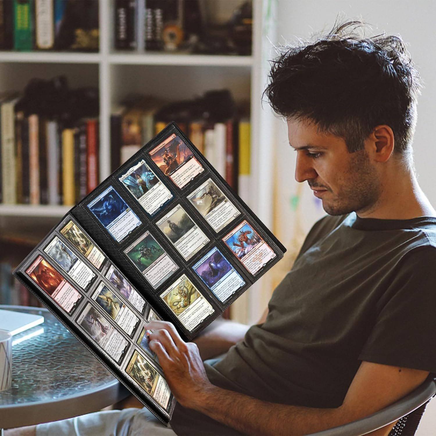 Mumoo Bear 9 Pocket 396 Cards Holder Album Card Binder, Premium Trading Card Binder, Double Sided Pocket PU Collection Binder, Collector Album, Card Folder for MTG, TCG, Sports Cards Pockets (Black) image number 1