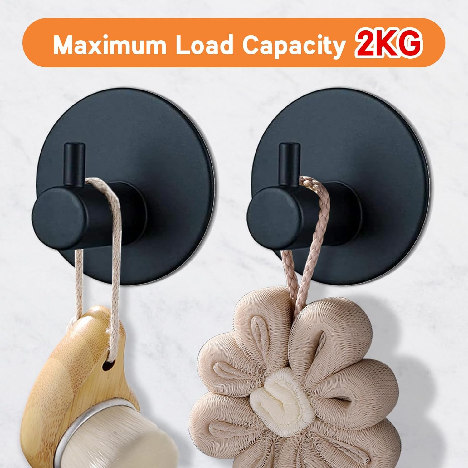 Stylora 6PCS Black Shower Hooks for inside Shower Rust Resistant Waterproof Hooks Stainless Steel Wall Hooks Adhesive Towel Hooks for Bathrooms Metal Adhesive Hooks Kitchen Wall Hooks Holds 2KG image number 4