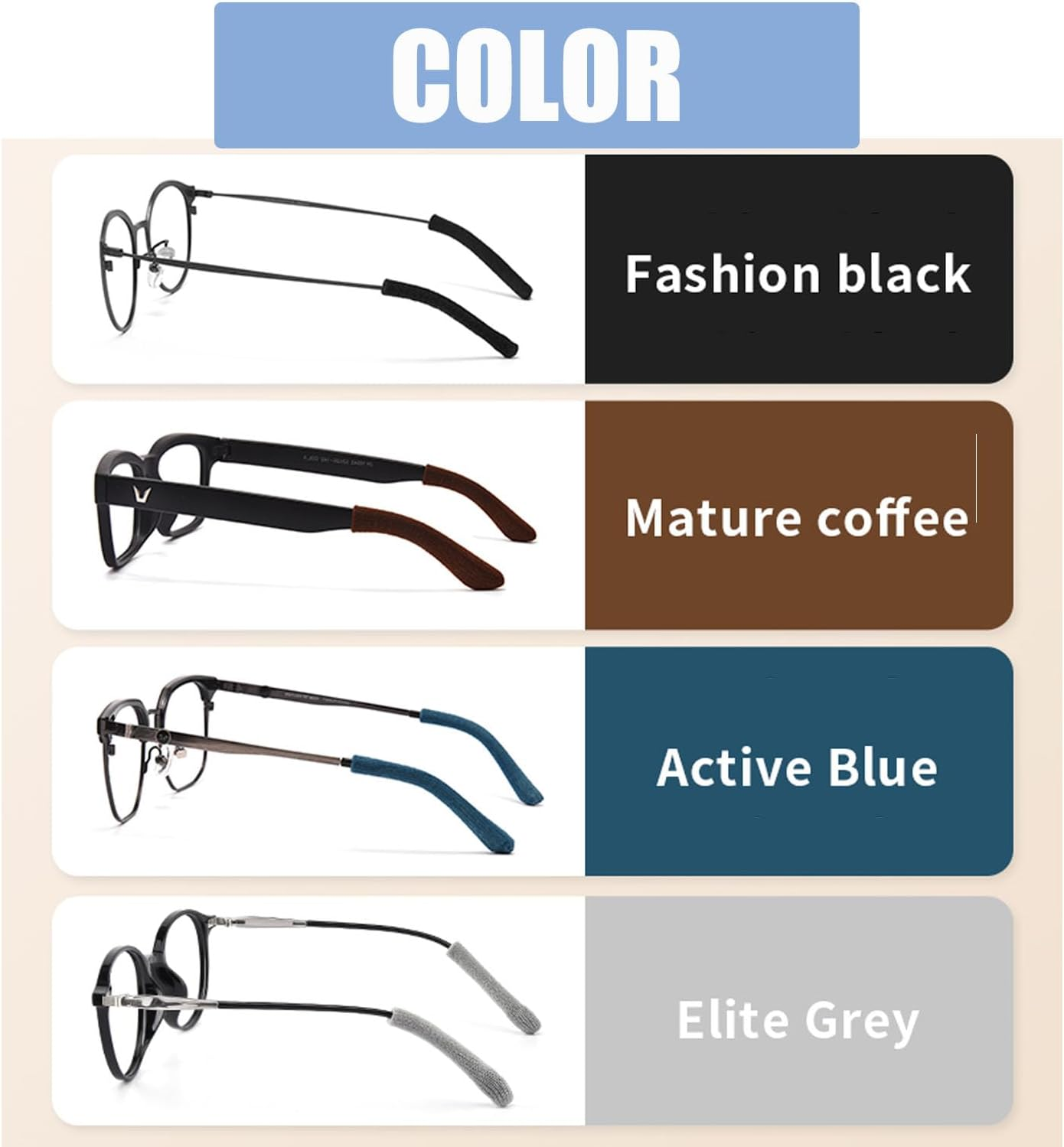 UPIONIC Anti-Slip Elastic Eyeglasses Temple Tips Sleeve,Fabric Glasses Ear Cushion,Glasses Ear Grips,Glasses Accessories,2Pcs - Black/Brown image number 4