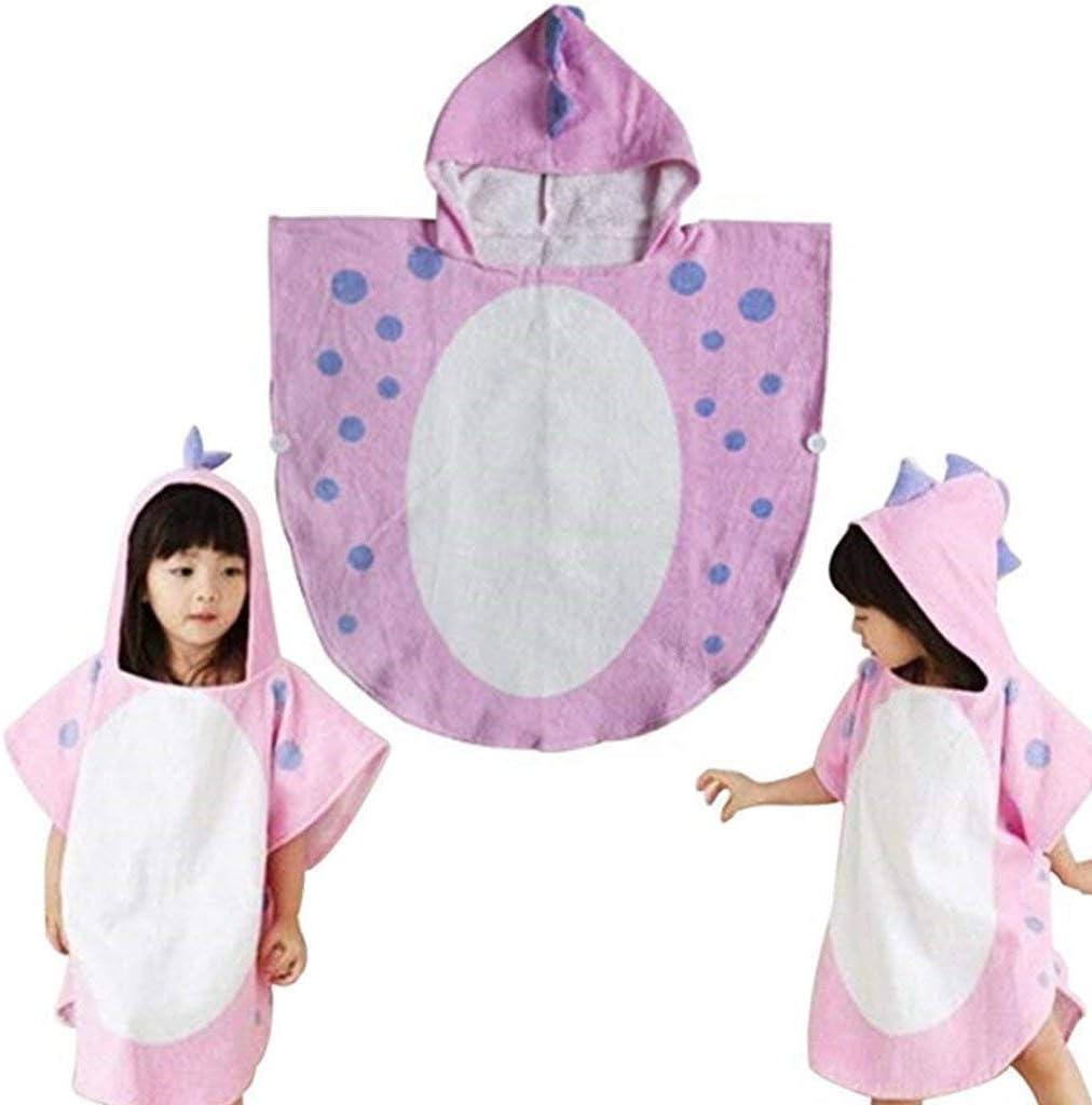 Letuwj Children Hooded Beach Bath Towel Robe 100% Cotton Dinosaur Pattern Swimming Surfing Poncho Sport Robe