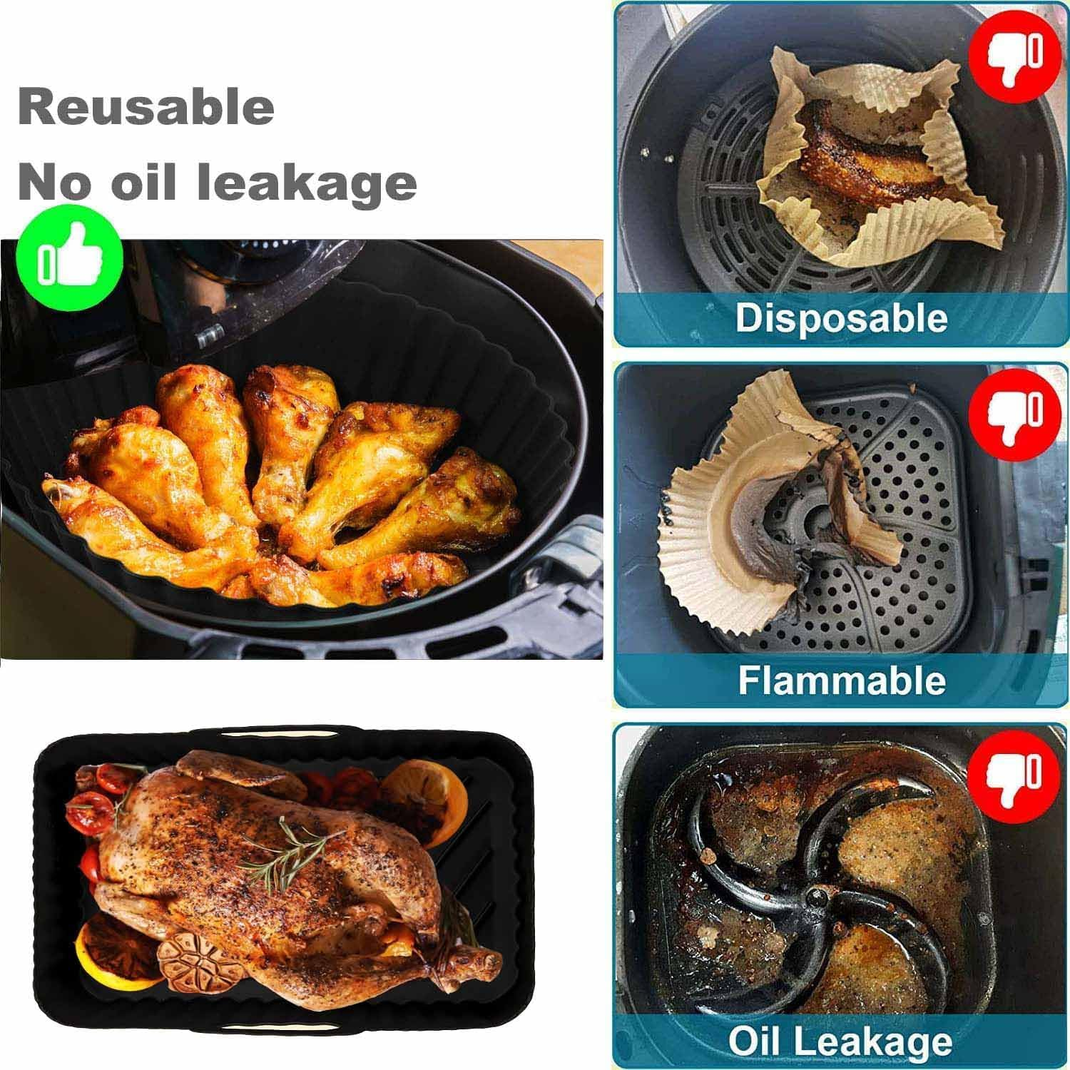 Air Fryer Silicone Liners for Ninja Dual Air Fryer, 2Pcs Non-Stick Air Fryer Basket Accessories for Ninja AF300 AF400UK, Reusable Silicone Air Fryer Liners for Ninja Foodi image number 2