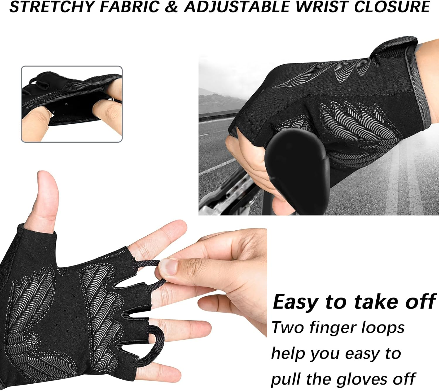 MOREOK Cycling Gloves Bike Gloves for Men/Women-[5Mm Gel Pad] Half Finger Bicycle Biking Gloves for Cycling/Weight Lifting/Gym/Motorcycle/Rowing/Outdoor Sports-128-Balck-S image number 3