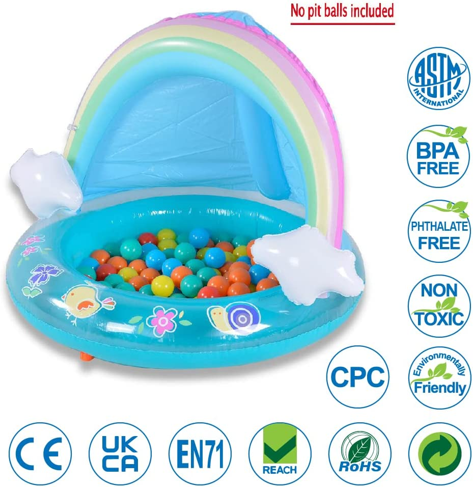HIWENA Baby Pool Rainbow Splash Pool with Canopy Spray Pool of 40 Inches Water Sprinkler for Kids for Ages 1-3 image number 5