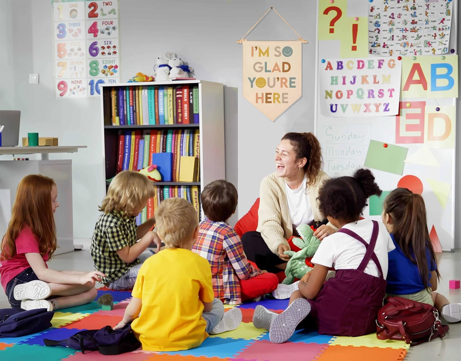 I'M so Glad You'Re Here-Classroom Decor-Inclusive Classroom Decor-Welcome Gift-Teacher Gift-Canvas Hanging Pennant Flag Banner Wall Sign Decor Gift-Birthday Christmas Gift image number 6