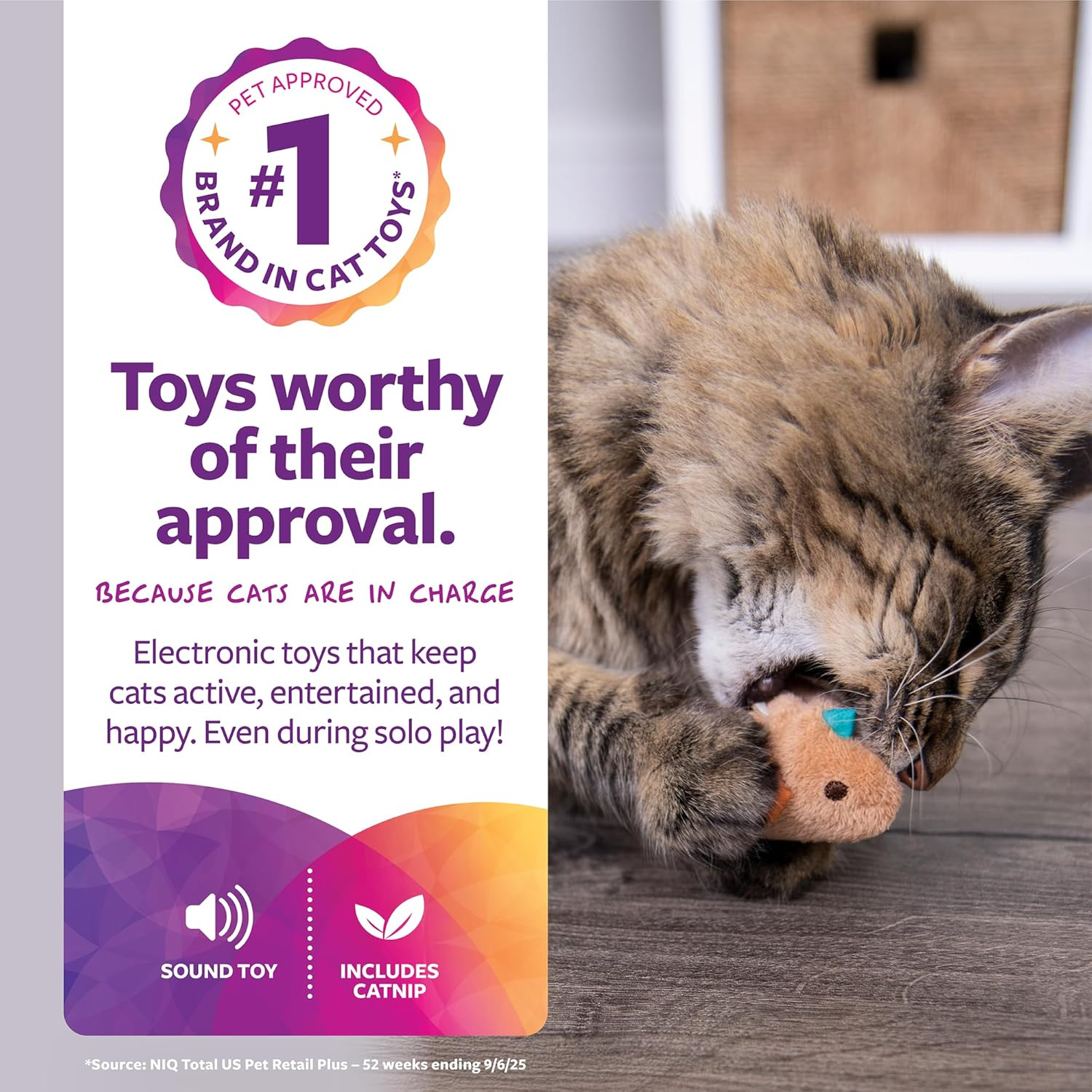 Smartykat Chickadee Chirp Electronic Sound Cat Toy, Contains Catnip, Battery Powered - Light Brown, One Size image number 1