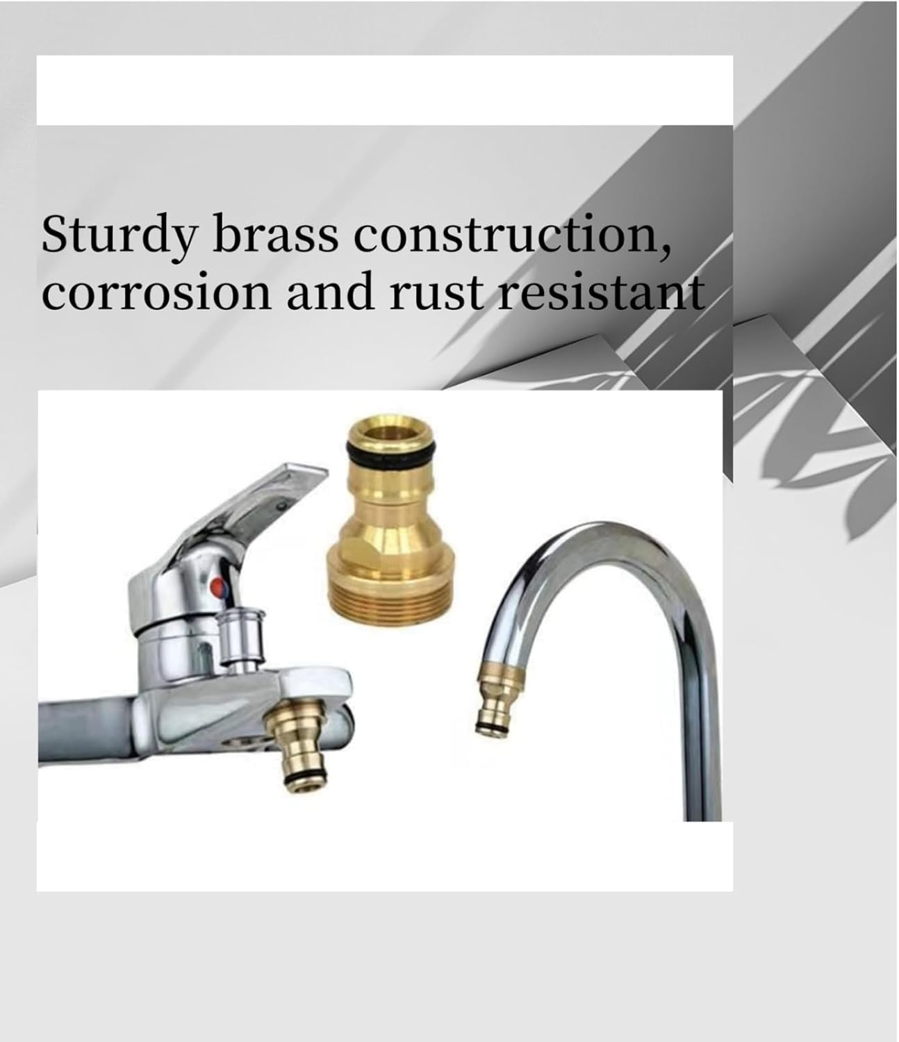 Luojinluoda 2 Pcs Indoor Garden Hose Pipe Adapter for Kitchen Mixer Tap with 2 Sealing Washers - 22Mm Female 24Mm Male Threaded Hose Connector, Brass Fittings for Kitchen Tap Mixer & Bathroom Sink image number 3