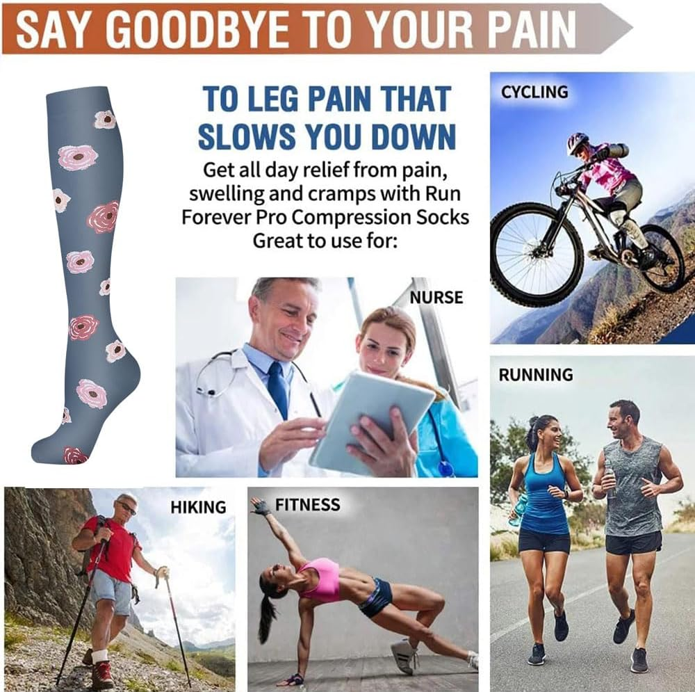 Nylon Compression Socks for Men Women Compression Stocking Best Support for Athletic Travel,Running,Cycling image number 5