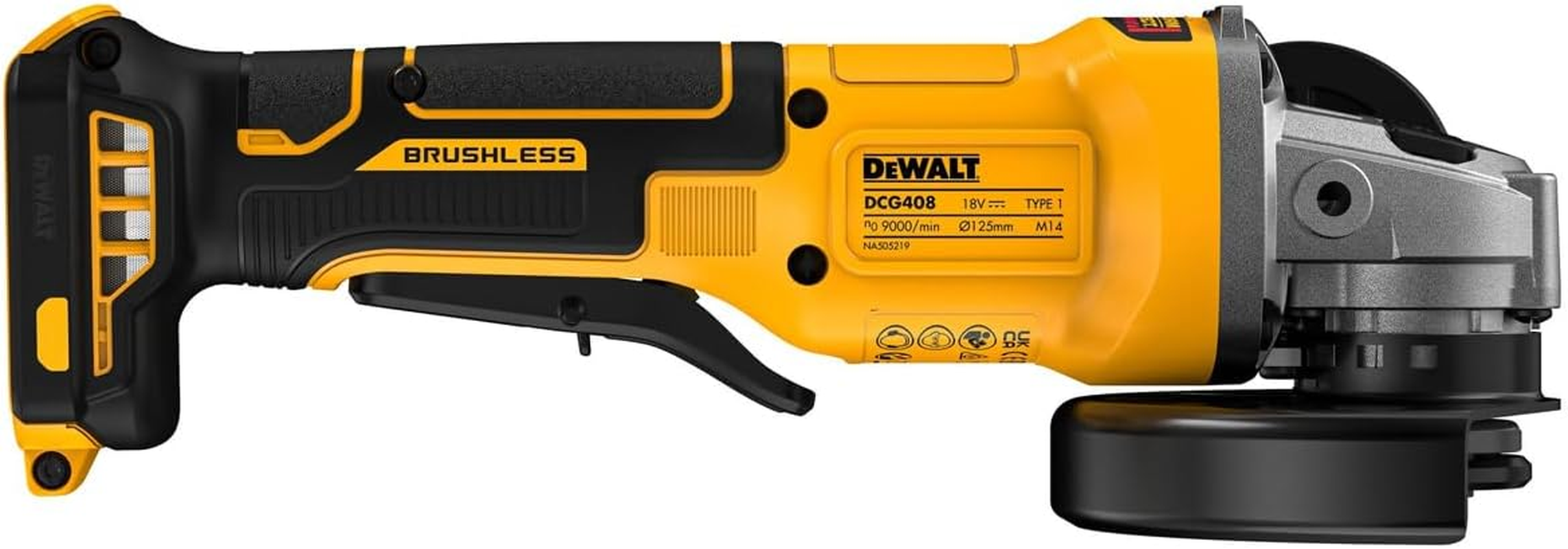 Dewalt DCG408N-XJ 18V XR Brushless 125Mm Angle Grinder with Paddle Switch - Body