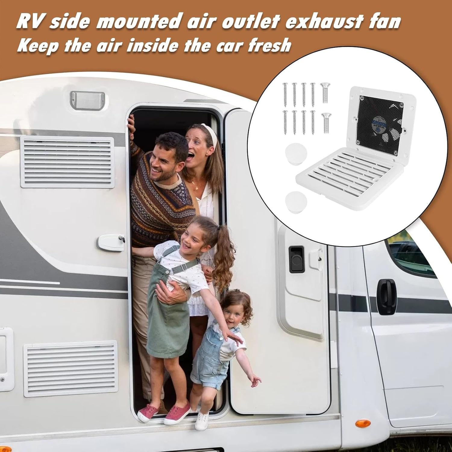 RV Air Vent Fan, 12V Side Exhaust Fan for RV, Silent Wind RV Fan, High Efficiency RV Fan, RV Side Wall Fan, Refrigerator Heat Dissipation Fan, 12V Side Exhaust Fan for RV image number 4