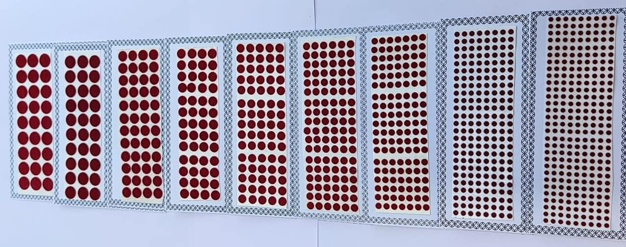 ATCUSA Deep Red Maroon Velvet Cards Dot Indian Bindi for Women Tattoo Stickers Adhesive Body Jewelry round Bindi Bridal Forehead Decor/Belly Decor 9 Different Sizes Dark Red Maroon image number 2