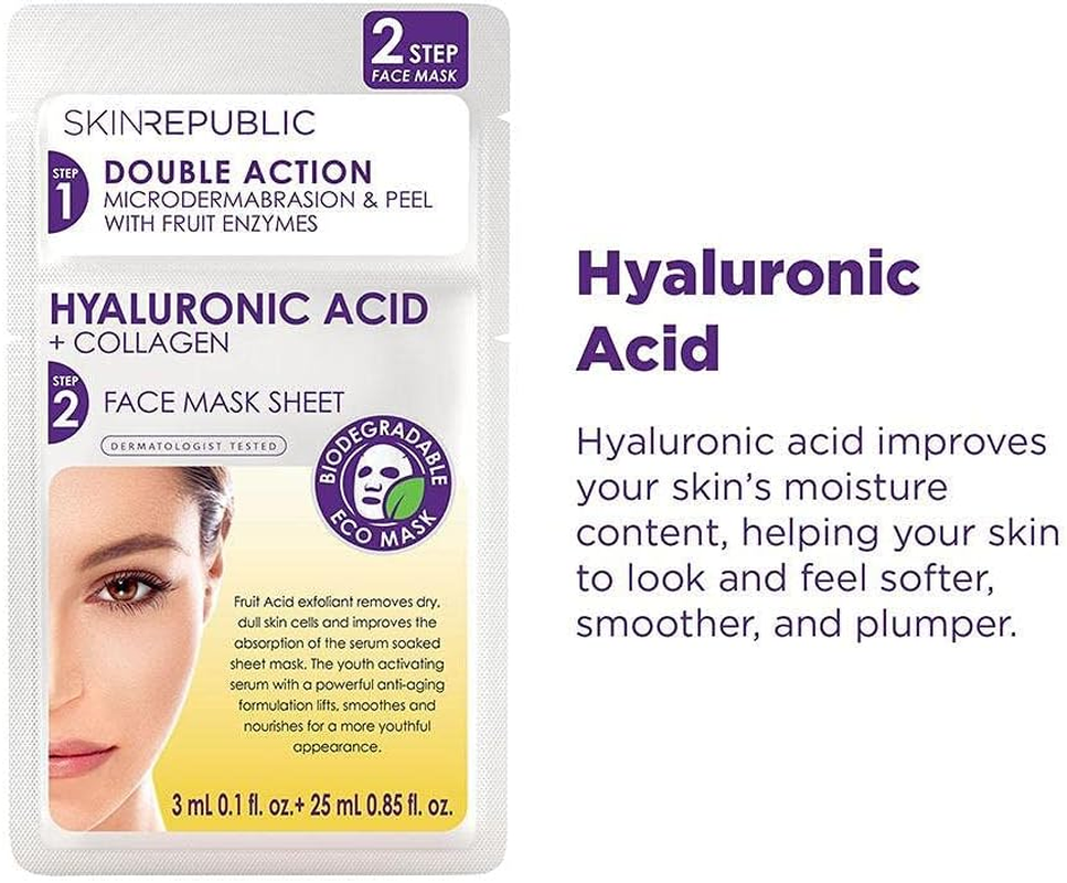 Skin Republic 2 Step Hyaluronic Acid & Collagen Face Mask 25 Ml image number 4