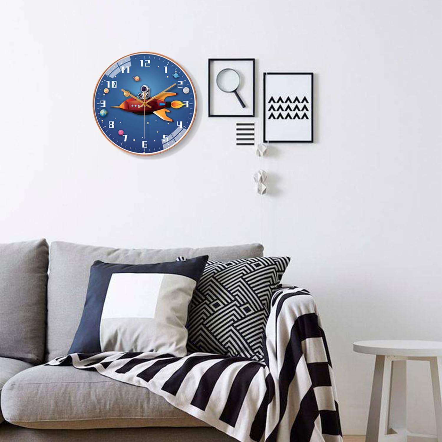 Space Silent Creative Wall Clock, Silent Time Operated for for Office, Classroom, Bedroom, Bathroom, Living Room, Restaurant, Hotel,Children'S Room，Kitchen， Etc.(30 Cm/ 12")&hellip;