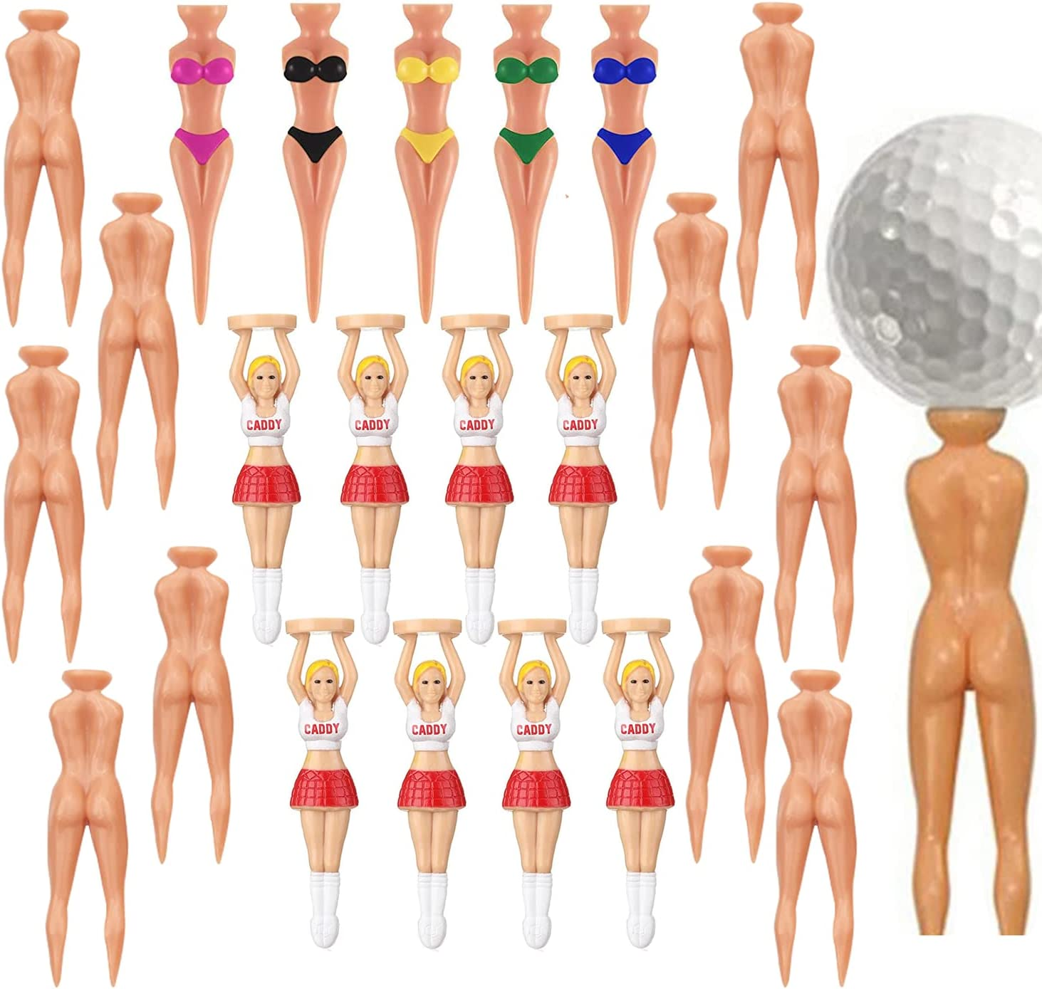 Golf Tees 3" Nude Woman Plastic Golf Tees, Golf Sexy Girl Lady Tees Fun Holder Divot Home Golf Training