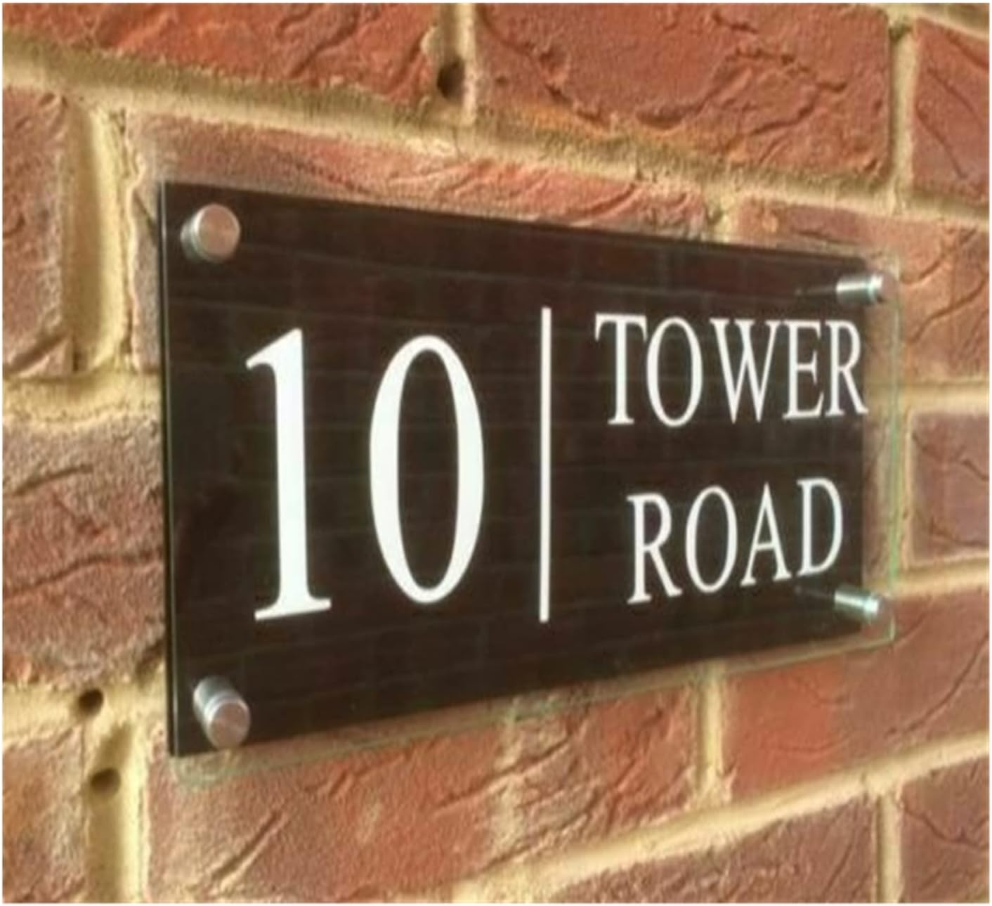 House Numbers for Outside, Personalized Classic House Sign Door Number Street Address Plaque Modern Glass Effect House Number (Color : Black, Size : 14Cm*30Cm)