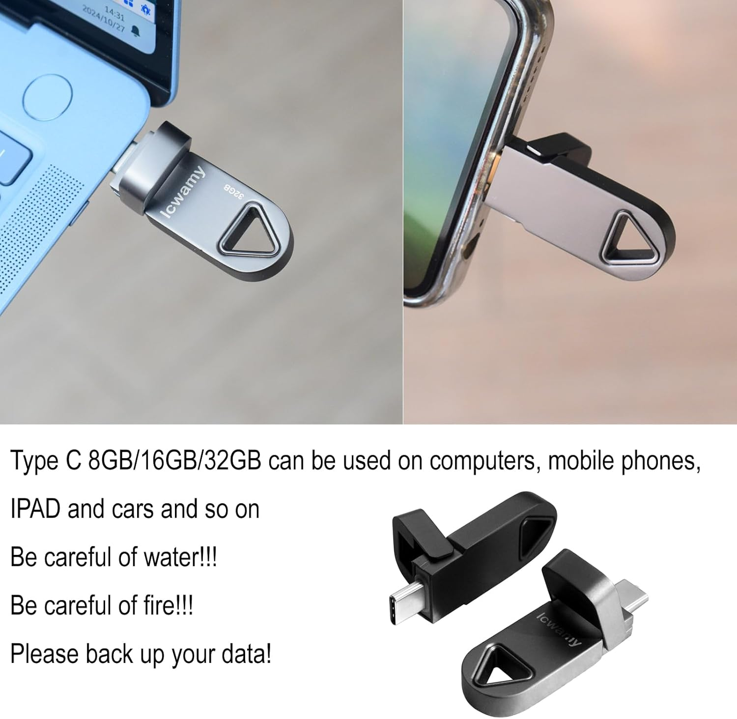 Lcwamy Type C 32GB USB Stick Type C 32GB Metal USB Flash Drive USB Type C Flash Drive 32GB USB Type C Memory Stick 32GB