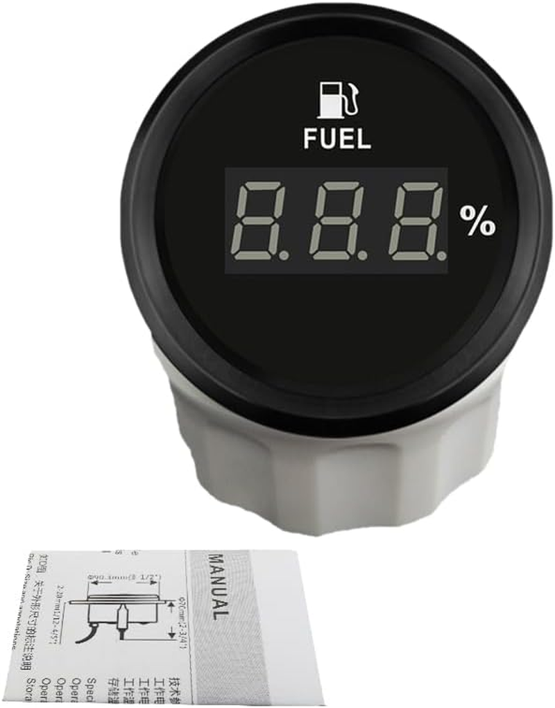 ELING 52Mm (2'') Digital Fuel Level Gauge 240-33Ohm Signal with Red Backlight for Cars Vessels Yachts image number 2
