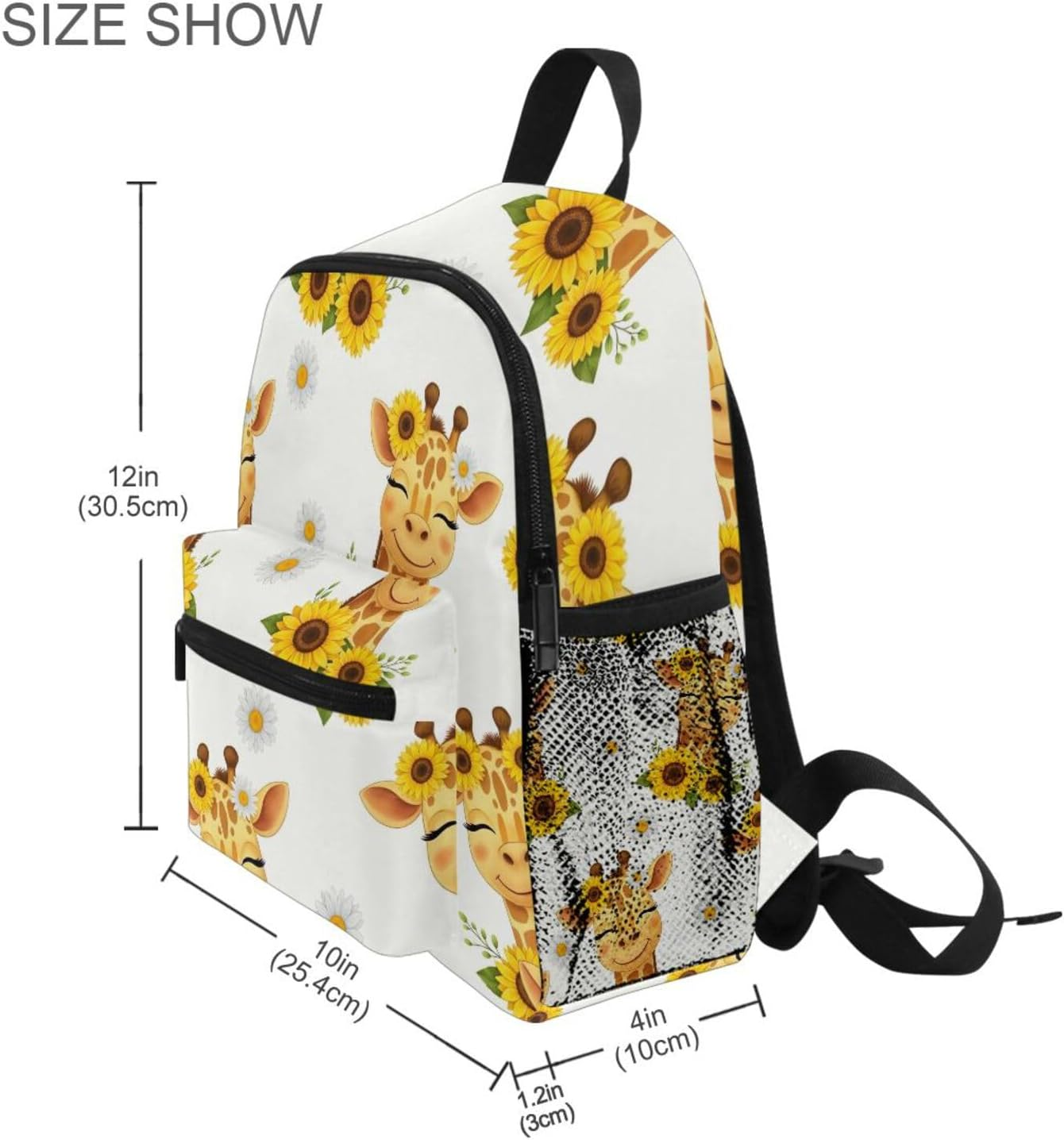 RPLIFE Cute Giraffes Toddler Boy Backpack with Name Tag, Kids Backpacks, 3-8 Years image number 2