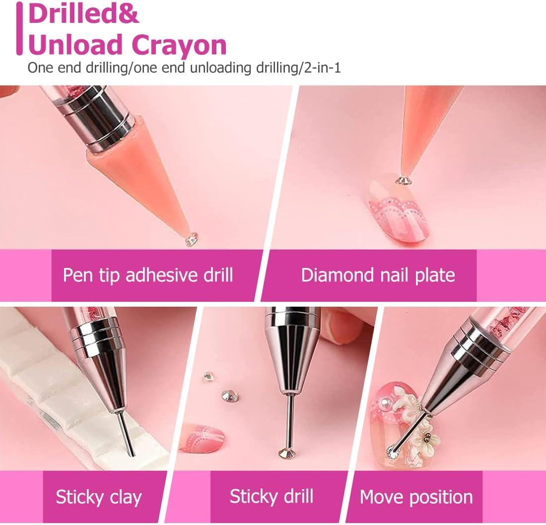 XUKZIMA 7-Piece Set Dual Ended Rhinestone Picker Dotting Pen Dotting Pen Nail Art Tools for DIY Nail Design and Decoration image number 4
