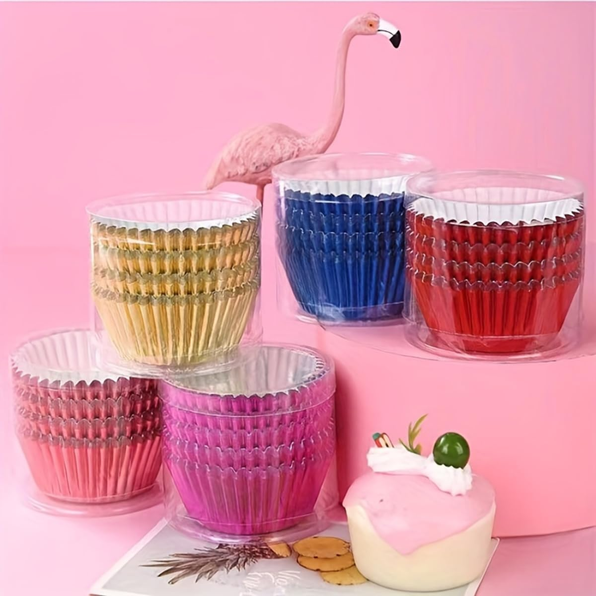 AIMALL 200 Pcs Premium Baking Cups, 2.95 Inch, Thick Aluminum Foil, Oil-Proof Cupcake Liners in 8 Colours - Gold image number 6