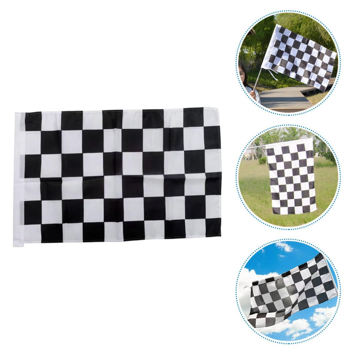 BESPORTBLE Starting Flag for Sports Games Checkered Racing Flag Race Car Decorations Hand Held Flag Party Decorations image number 2