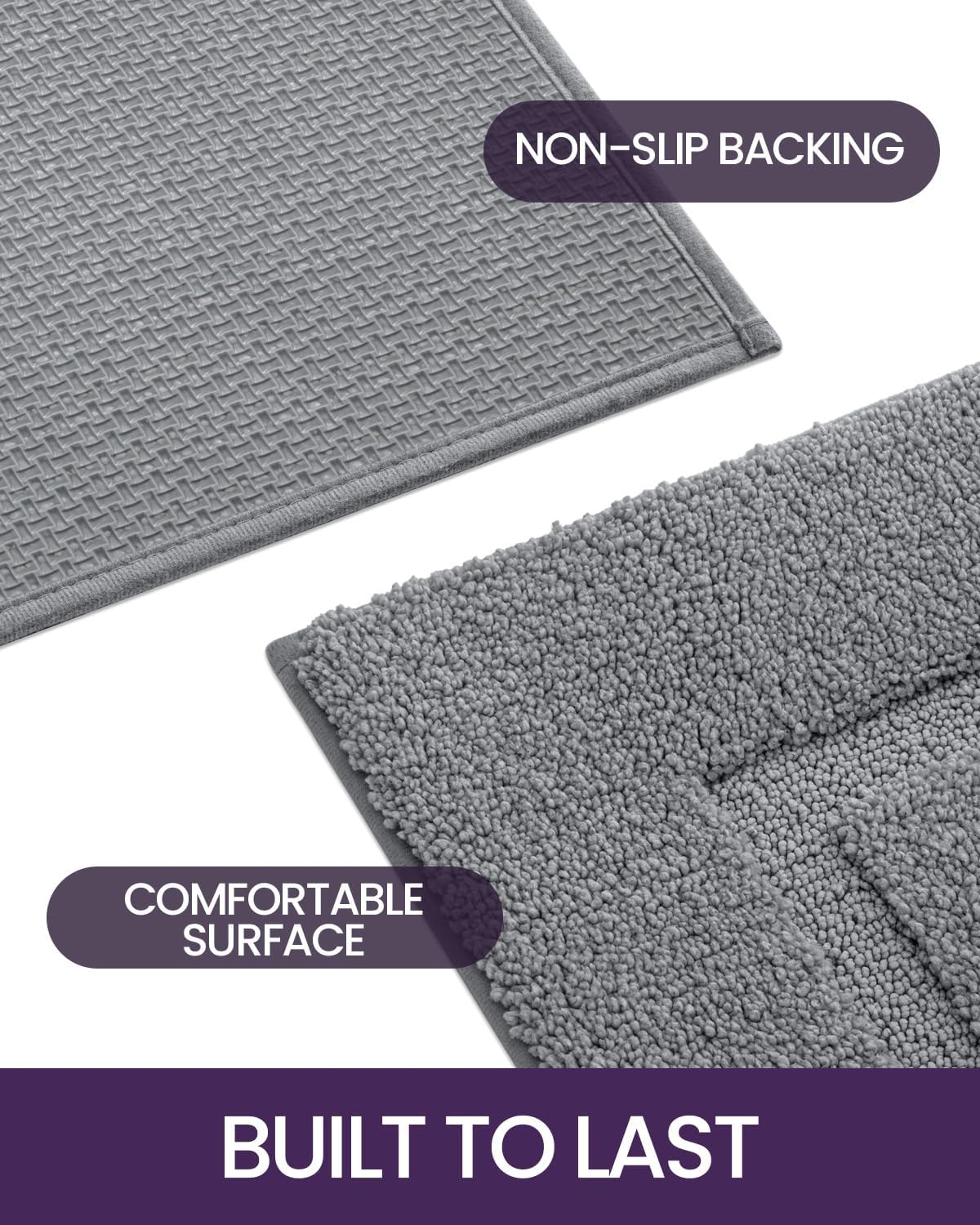 DEXI Bathroom Rug Mat, Ultra Absorbent Soft Bath Rugs, Washable Non-Slip Bathmat for Shower Room Floor, Tub, 36"X24", Grey image number 4