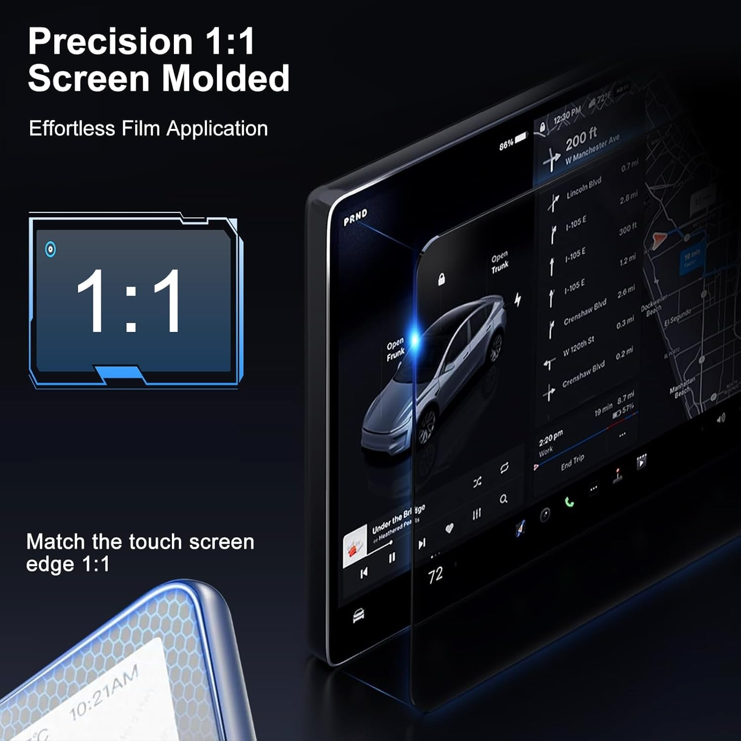 Ixtra 2 Pack Matte Tempered Glass Screen Protector [No Glare & Fingerprint & 9H] for Tesla Model Y Juniper 2025 2026 & Model 3 Highland(2024-2026), New Model Y Juniper and Tesla Model 3 Accessories image number 4