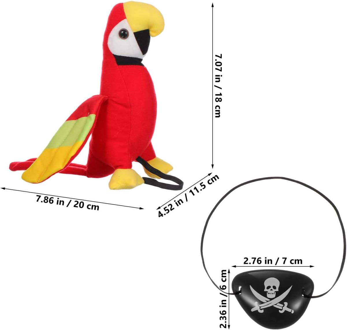 1 Set Halloween Pirate Parrot Shoulder Toy, Shoulder Parrot with Eye Patch, Party Cosplay Accessory for Kids & Adults, Pirate Accessories image number 3