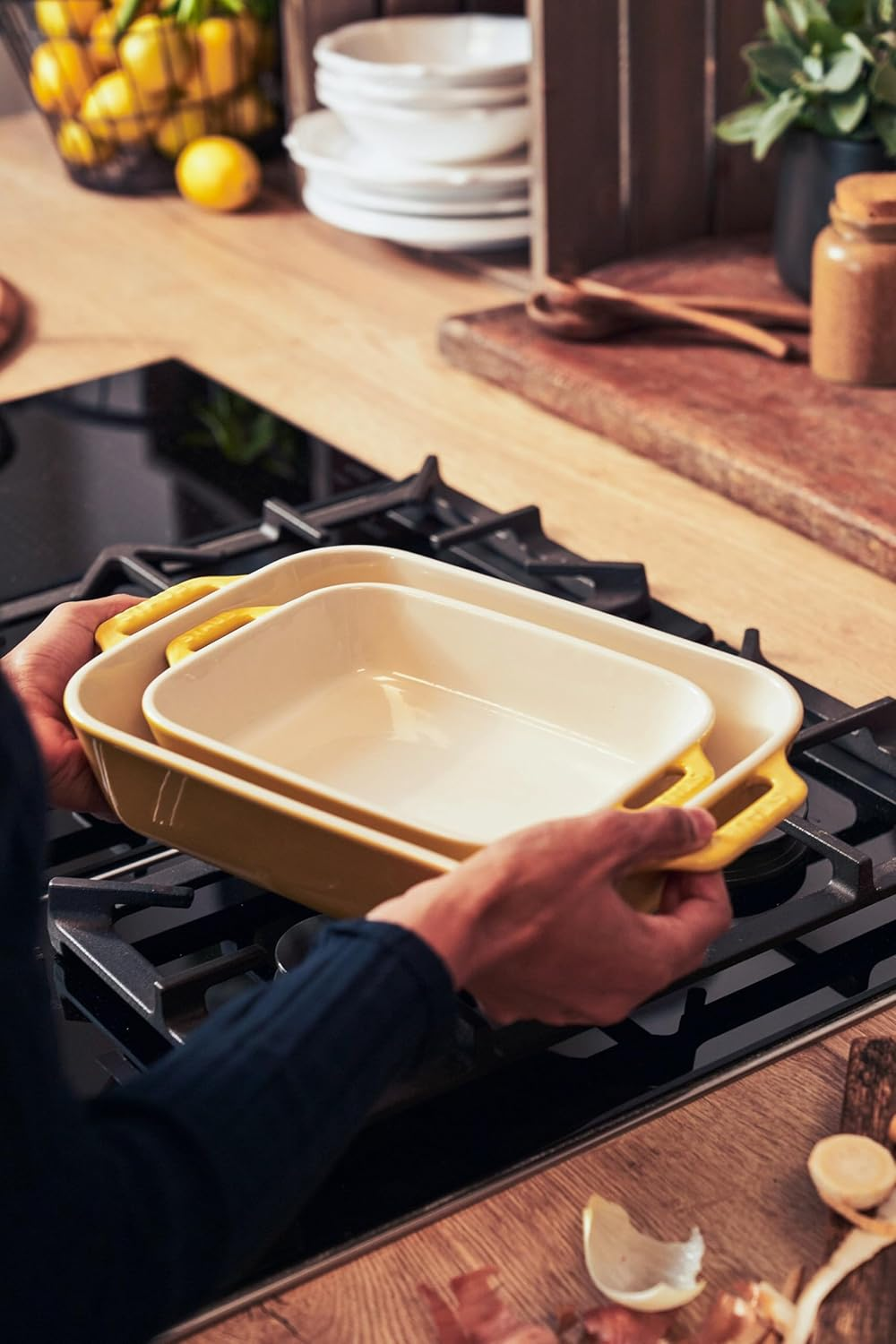 Staub Z1029-535 Rectangular Dish 7.9 Inches (20 Cm) Citron, Ceramic Au Gratin Dish, Oven Safe and Microwave Safe image number 3