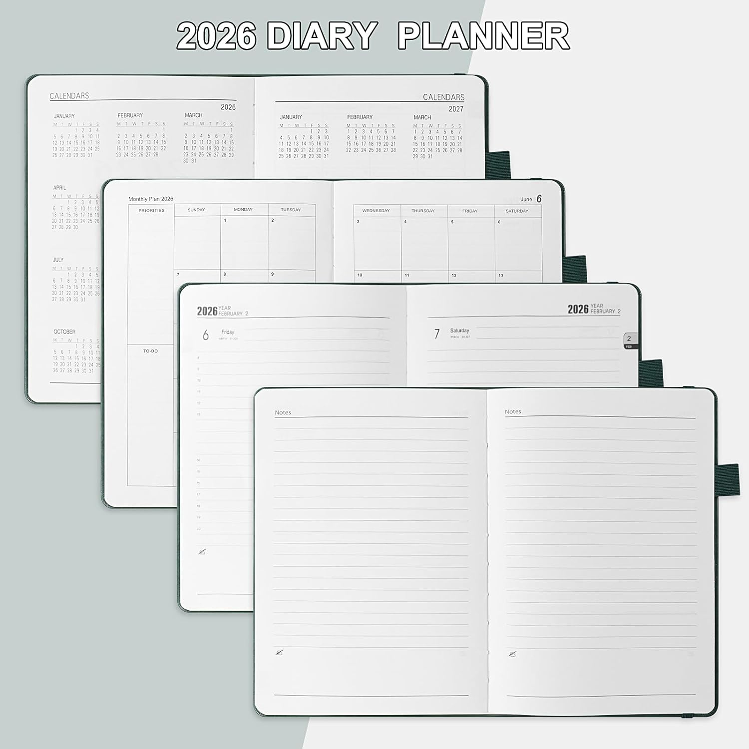 2026 Academic Diary Week to View Page a Day Life Planner A5 Appointment Diary for Office, School, Home and Business(Black) image number 2