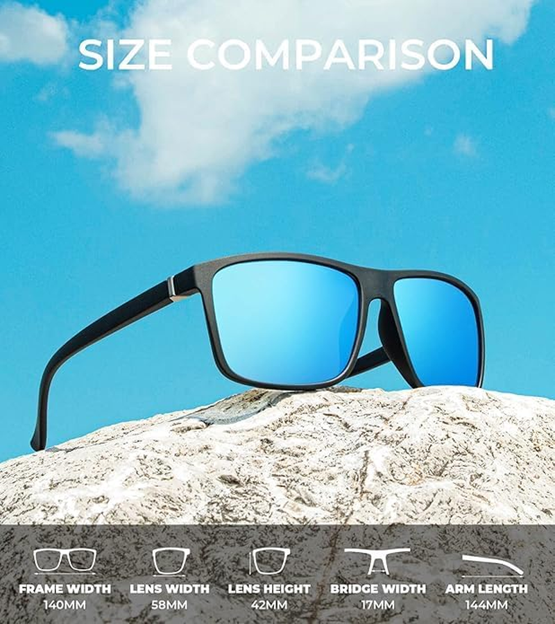 3-Pack Men'S Polarized Sunglasses UV400 Protection - Stylish, Durable, and Comfortable Shades for Driving Boating Hiking Riding