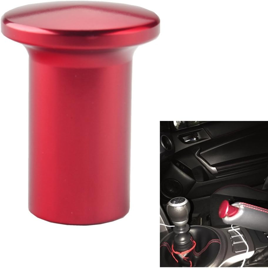 DEWHEL Drift Emergency Knob Hand E Brake Spin Turn Knob Lock Button Aluminum JDM Compatible with Subaru BRZ Toyota 86 GT86 Scion FRS (Red)