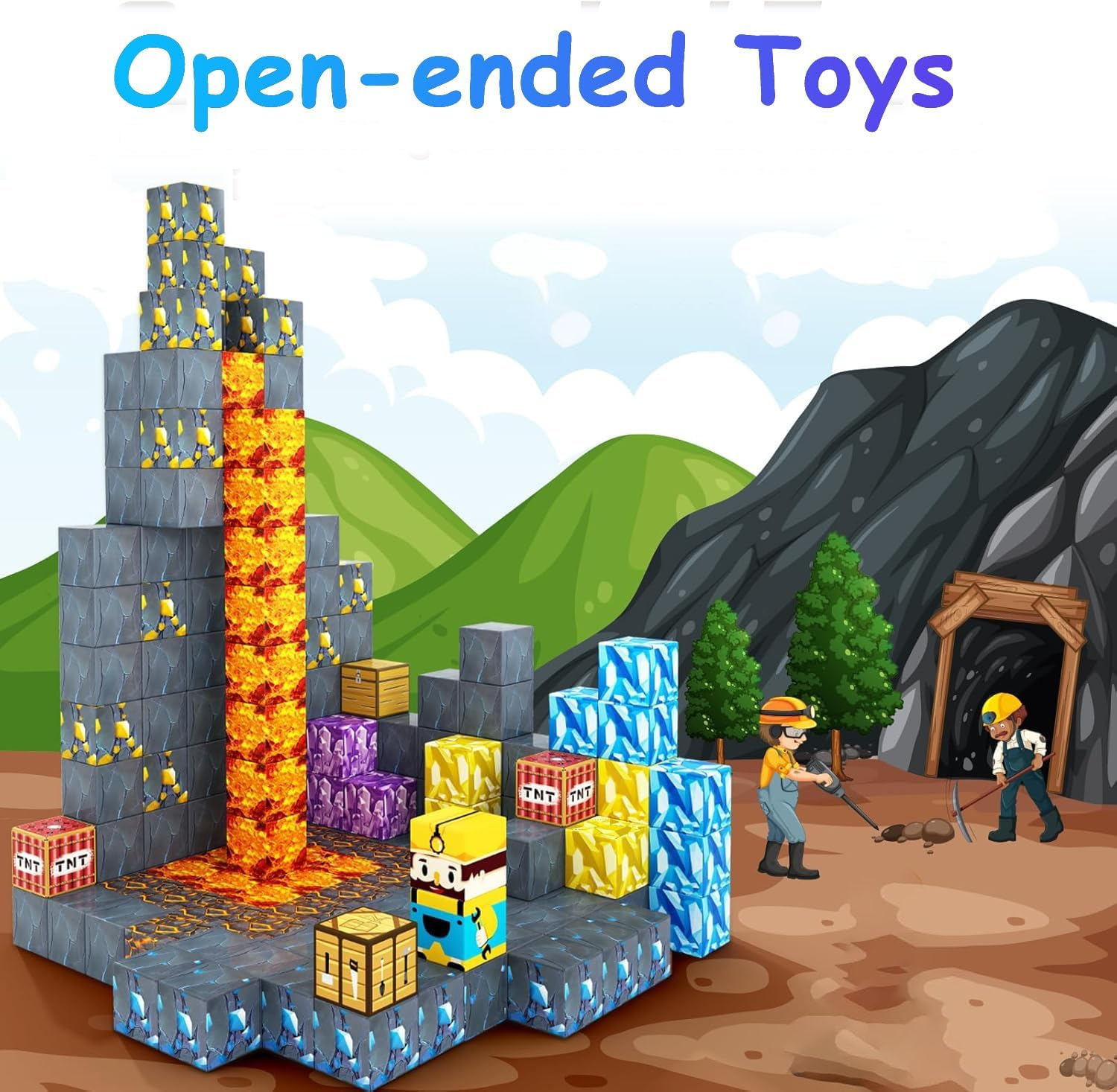 100PCS Magnetic Blocks-Build Mine Magnet World Set for Boys & Girls Age 3-8, STEM Sensory Toys for Toddlers Gifts for 3+ Years Old Girls Boys,Magnet Cubes Creative Kids Games Kids Toys (0.8IN/2CM) image number 1