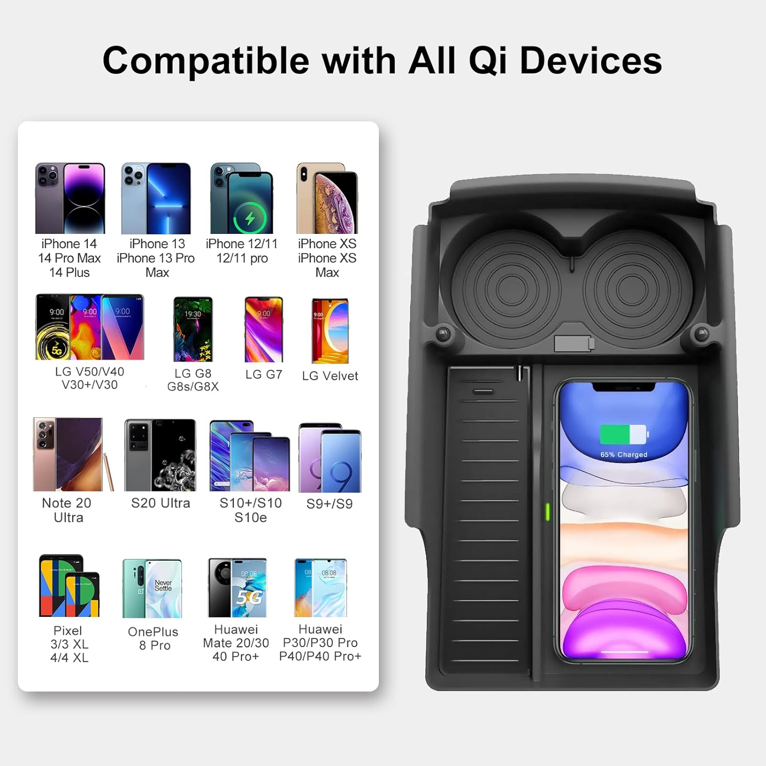 Creekt Wireless Charger for Model S X 2016-2019 |Qi-Certified Car Phone Charging Pad |Custom Fit Interior Center Console Accessory |Oem-Style for Model S for Model X 2016 2017 2018 2019 image number 6