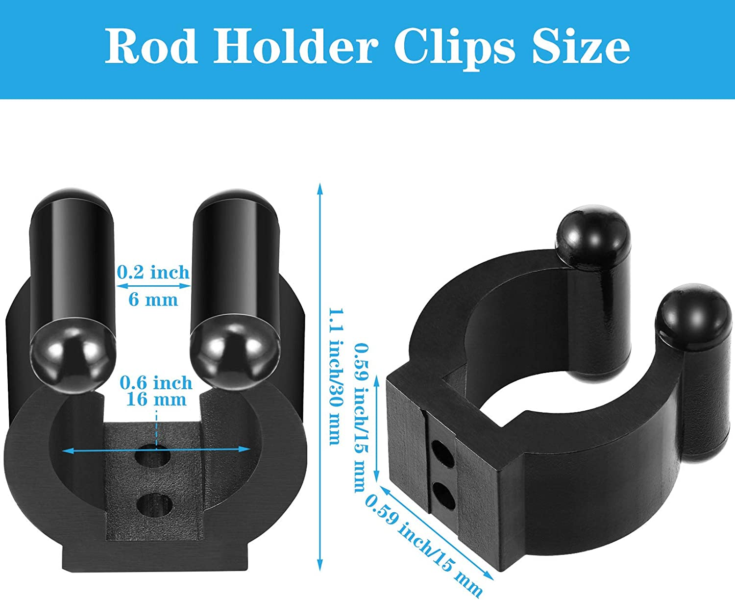 Skylety 40 Pieces Fishing Rod Clips Billiards Cue Clip Pole Rod Holder for Fishing Billiards Snooker Pool Cue Locating Supplies, Black image number 4