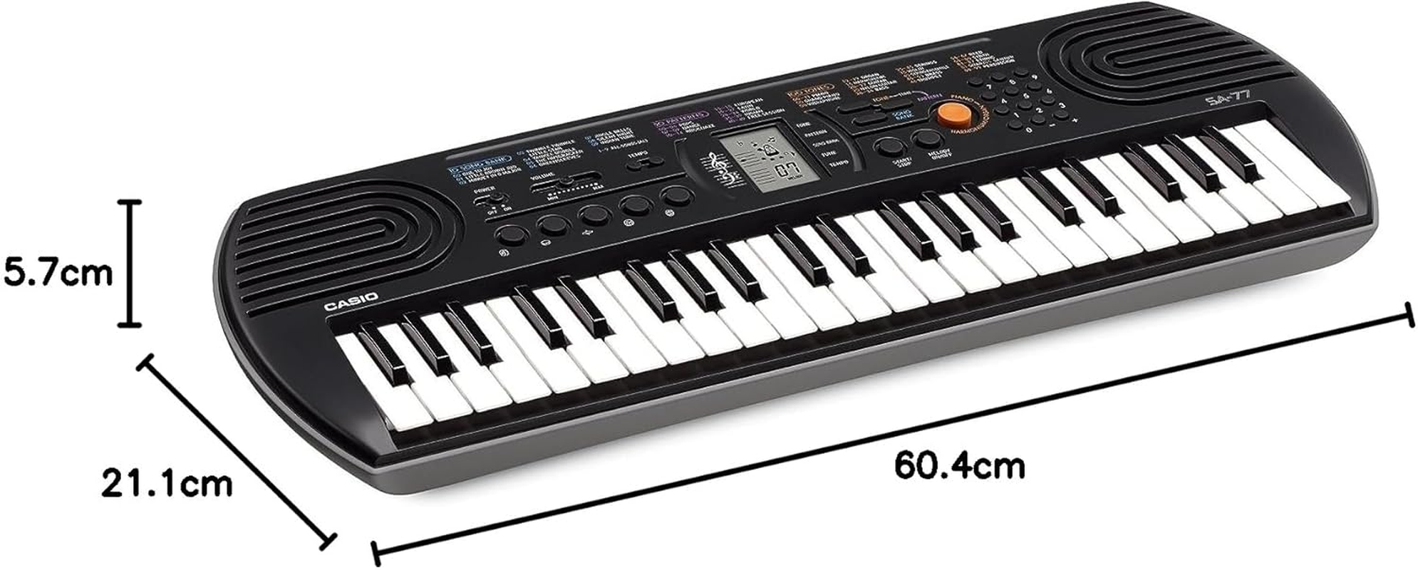 Casio 44 Note Mini Key Musical Keyboard, Black/Grey, (SA77) image number 3