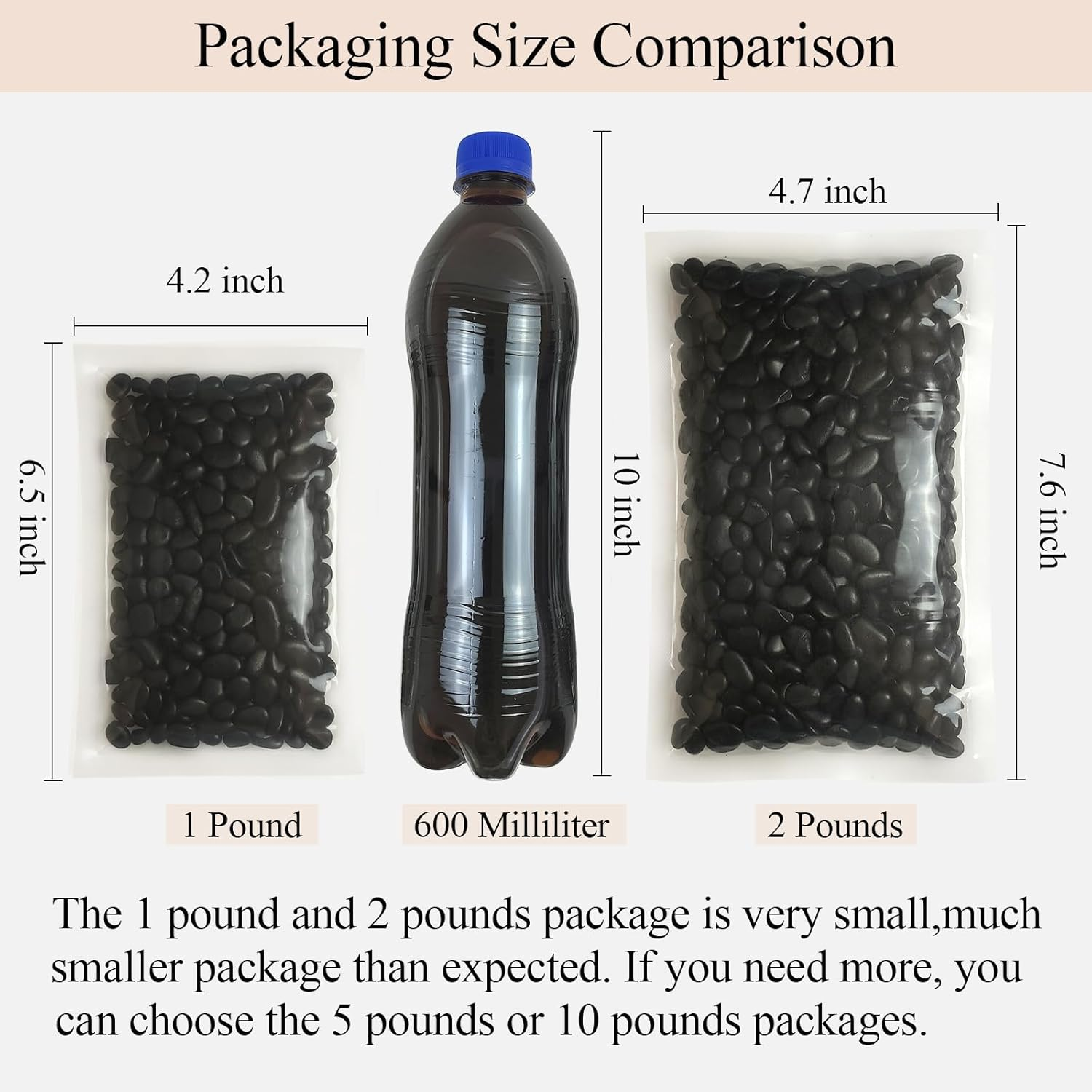 Black Pebbles - 3/8 Inch Small Stones for Indoor Plants, Succulents, Aquariums & Landscaping image number 2