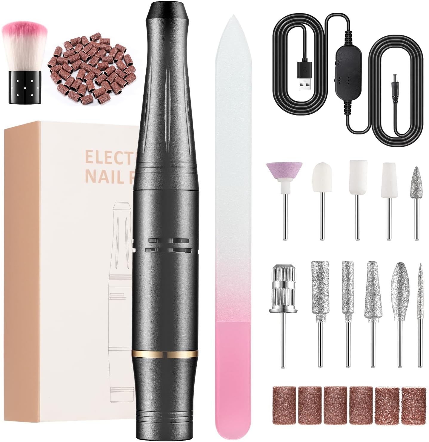 Nail Sander Electric Nail File 23000RPM Professional Nail Sander 11 in 1 Silent Portable Nail Sander Manicure Pedicure Kit for Beginners Salon image number 3