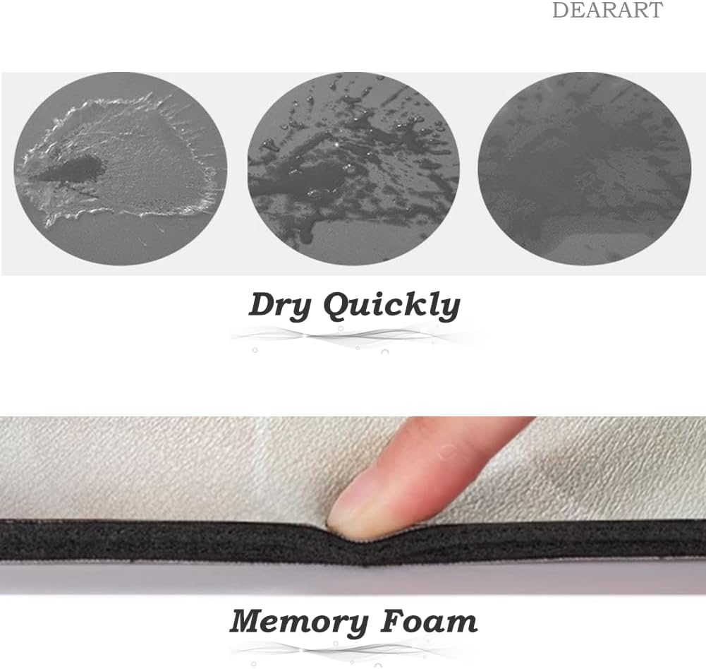 DEARART Bath Mat Bathroom Rug 60''W X 40''L Cm, Non Slip Absorbent Rugs, Thick Mats Carpet for Bathroom Floor Water Absorption, Comfortable and Dry Quickly, Set-4 image number 2
