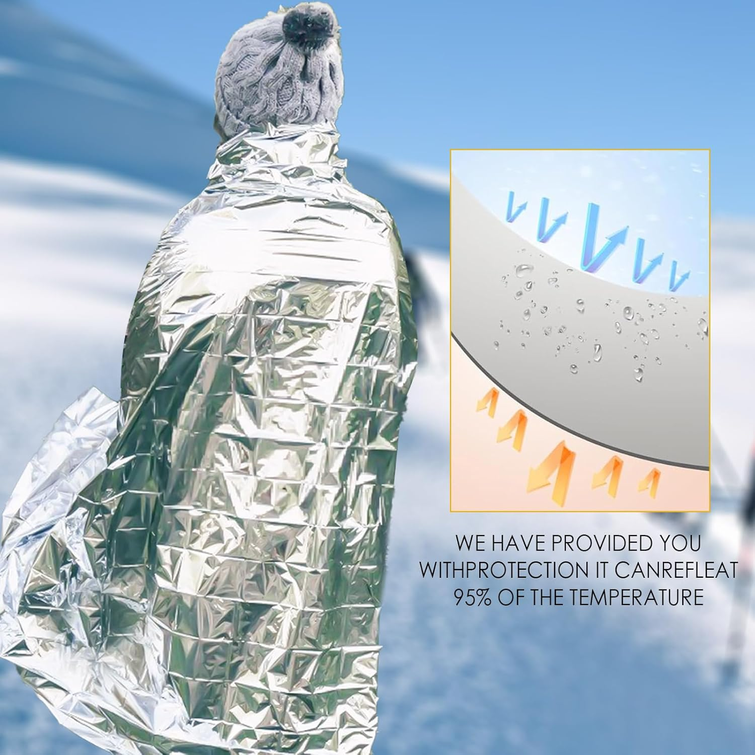 COVRA 5-Pack Emergency Mylar Thermal Blankets, Silver, 82.7X63 Inches, for Outdoor, Marathon, Camping, Hiking, and Harsh Weather image number 1
