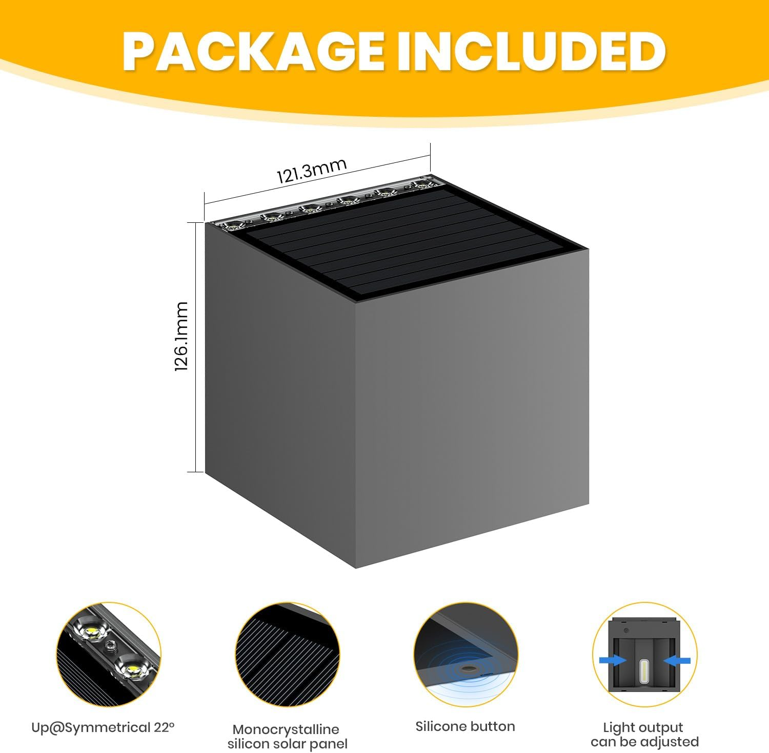 SOTTLOT Solar Wall Lights, 4000K 700LM up and down Solar Lights Outdoor Waterproof, Super Brightness Cube Design LED Solars Outdoor Light Decorative for Porch Patio Yard Fence