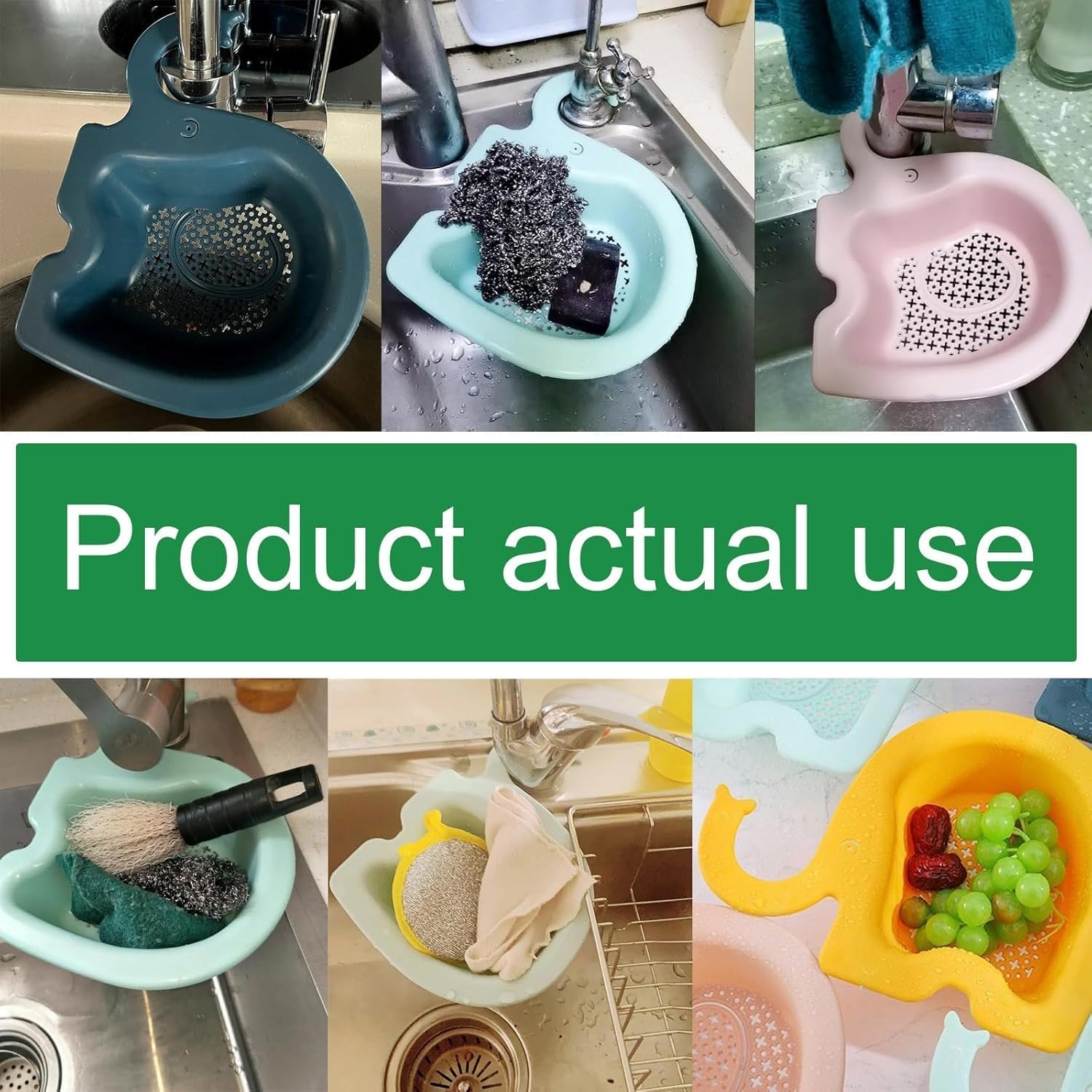 4 Pcs Kitchen Sink Strainer Basket Corner Sink Colander Mini Elephant Faucet Hanging Sink, Food Catcher Filter for Waste Solids Tidbits Leftovers Discards (Multiple Colors, 23 * 17CM)