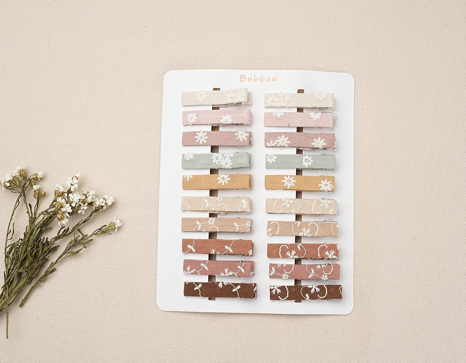 20Pcs Hair Clips for Women Girls Toddler Baby Bang,Fully Lined Alligator Barrettes with Linen Flower Embroidery,Handmade Hair Accessories for Kids Child Youth School Age Girls Thin Thick Hair - All Seasons image number 4