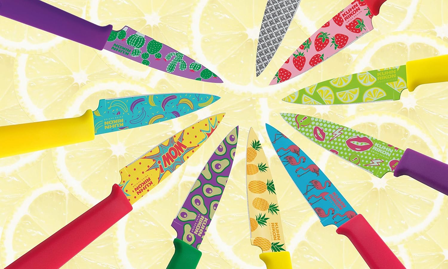 Kuhn Rikon Funky Fruit Strawberry Colori+ Non-Stick Straight Paring Knife with Safety Sheath, Stainless Steel, 19 Cm,