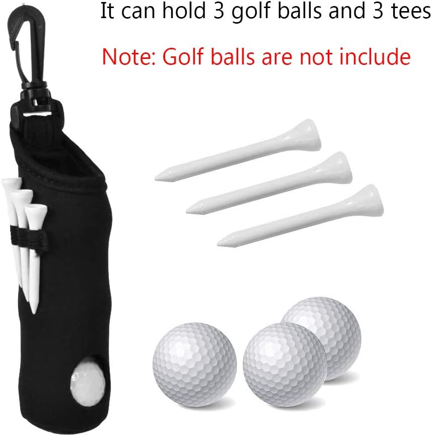 2 Pack Golf Ball Carry Bag Golf Tee Holder Pouch with Light Weight Hook Portable Golf Ball Storage Bag for 3 Golf Ball 3 Tees image number 4