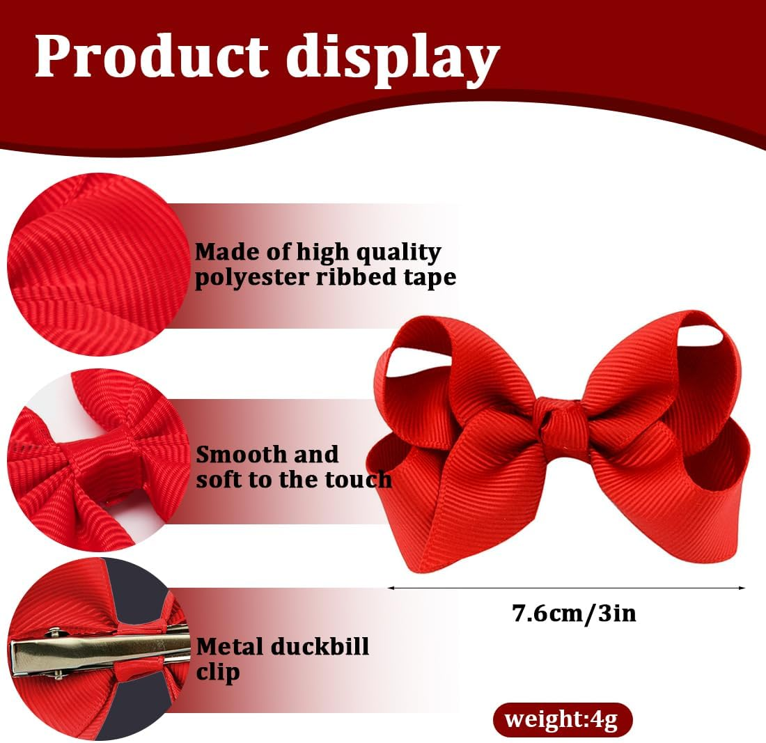 2 Pieces Bow Hair Clips Ponytail Clips Duck Bill Clip Hair Bow for Kids Girls image number 4