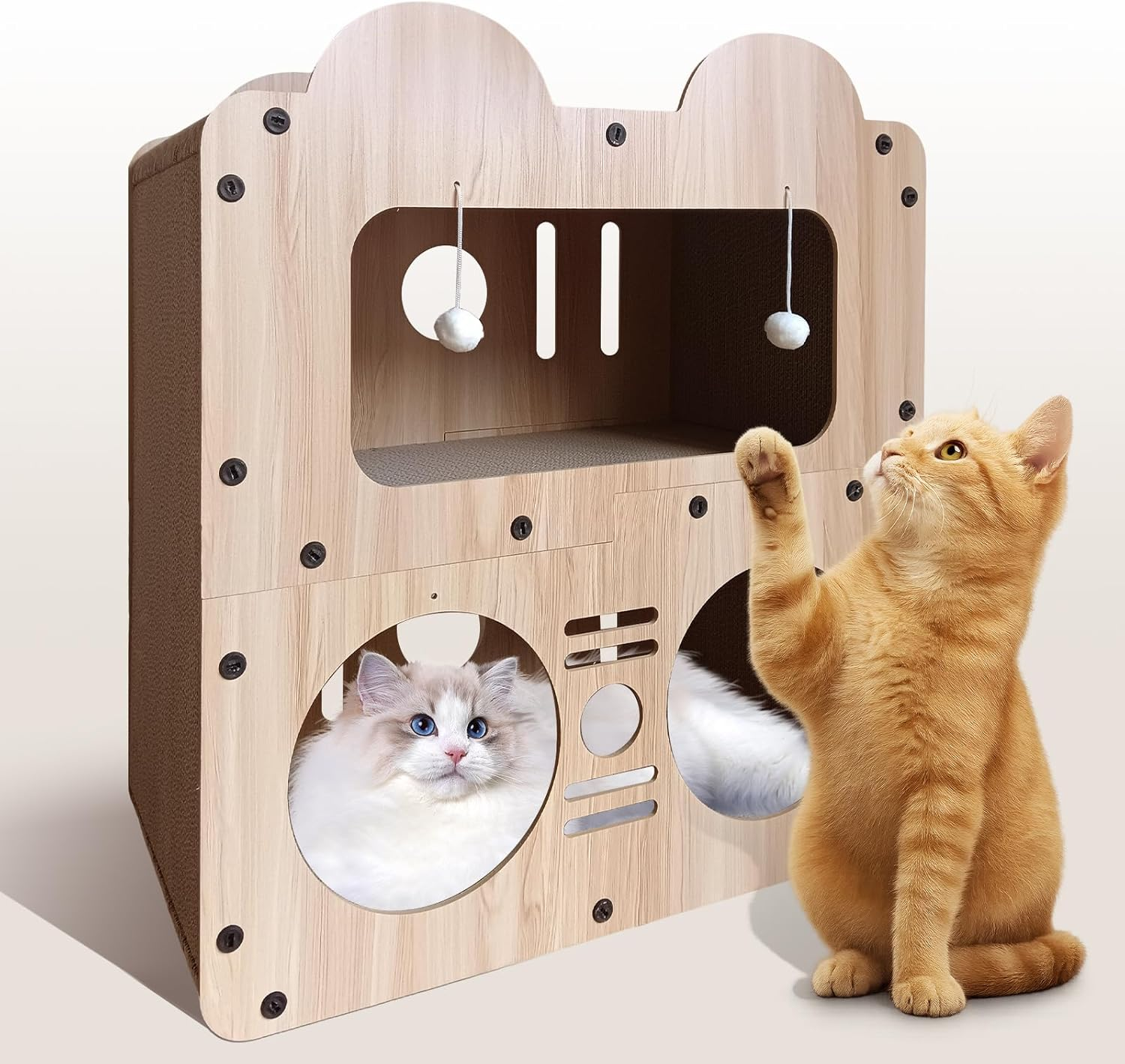 DLZMY 2-Stage Cat Scratching Board with Lounger, 56.5X30X51Cm Cat Scratcher for Rest, Play & Climbing, Durable Corrugated Paper Pet Furniture for Indoor Cats image number 5