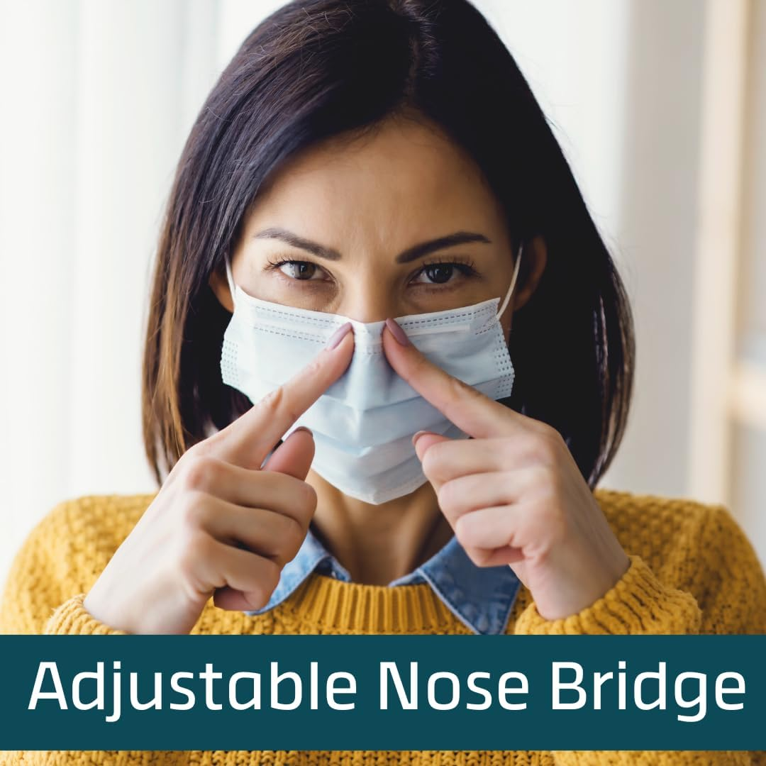 Shield Right Level 2 Surgical Face Masks 50 Pack &ndash; 3-Ply Disposable Masks with Latex-Free Earloops and Adjustable Nose Bridge image number 4