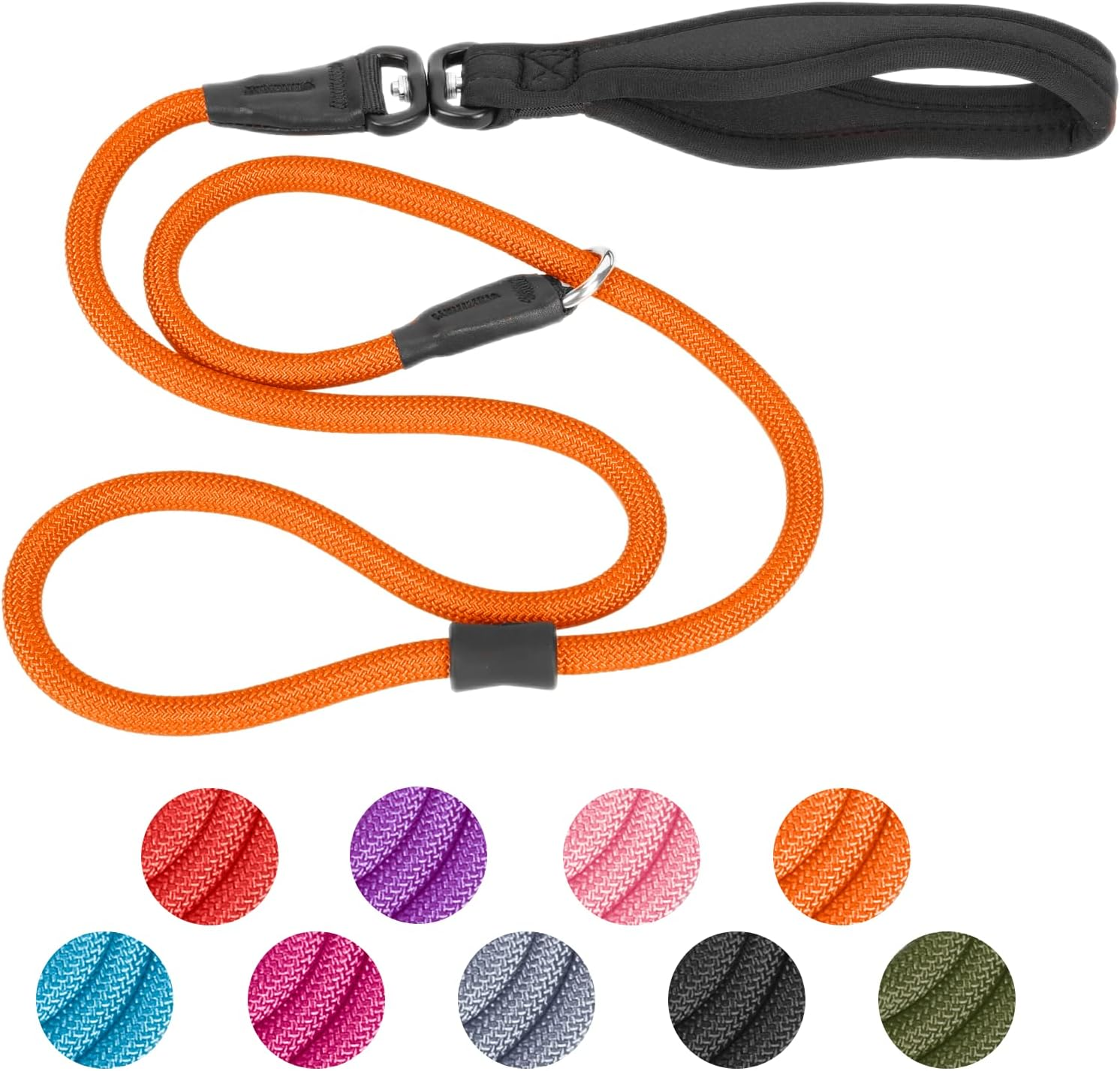 Slip Lead Dog Leash, Strong Anti-Tangle Durable Nylon No Pull Walking Leash for Small Medium Large Puppy Dogs 4Ft Black