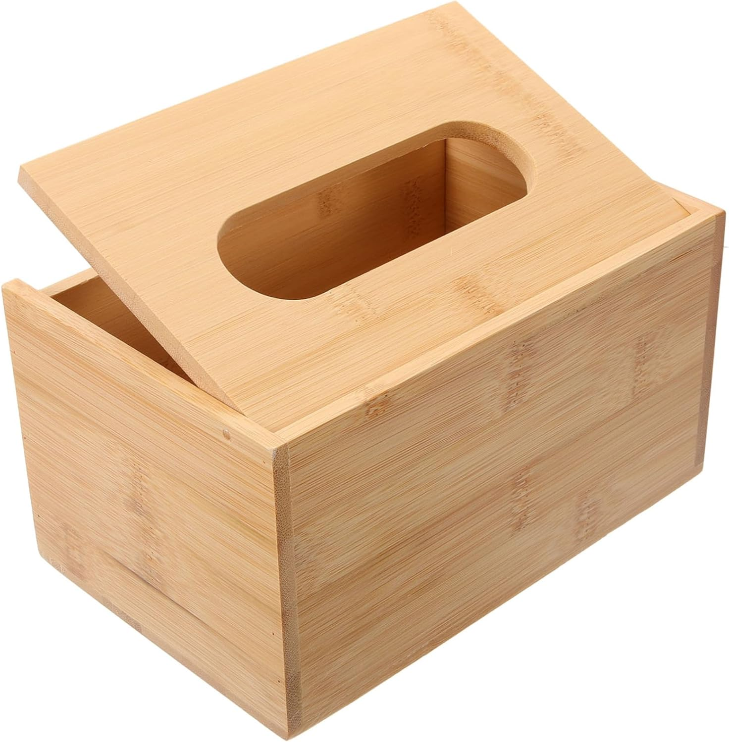 Luxshiny Bamboo Tissue Box Holder Reinforced Flip Lid 23.7X12X8.2Cm Large Wet Wipes Case Tissue Paper Storage Box for Home Office Bedroom image number 6