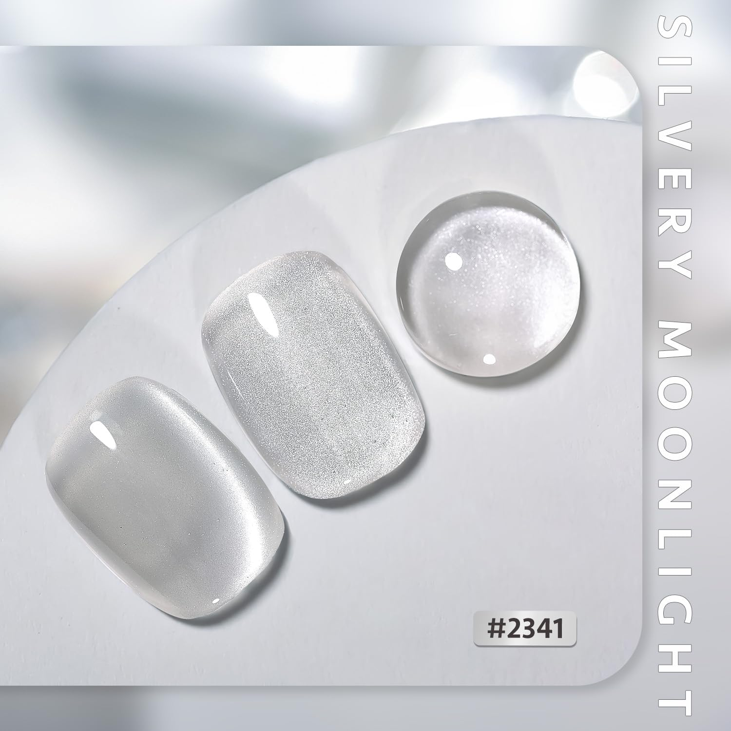 GAOY Glassy Cat Eye Gel Nail Polish, 16Ml Glitter Holographic Gel Polish with Magnet, Reflective Translucent UV Gel, 2341 Silvery Moonlight - Light Rose image number 2